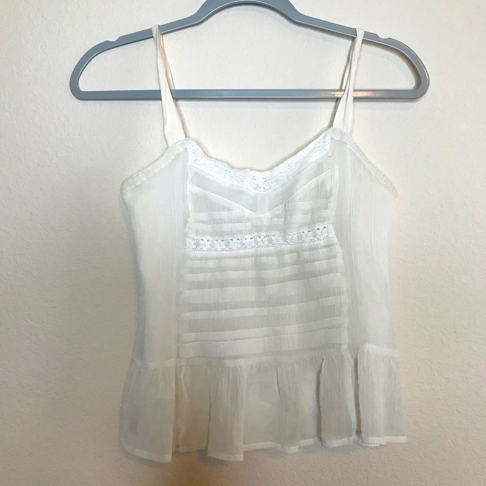 American Eagle chiffon white cropped blouse‎